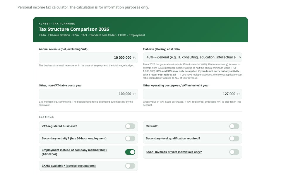 Personal income tax calculator