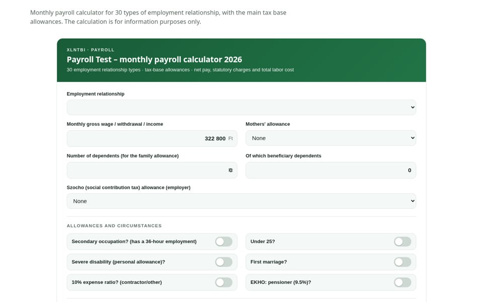 Salary test calculator